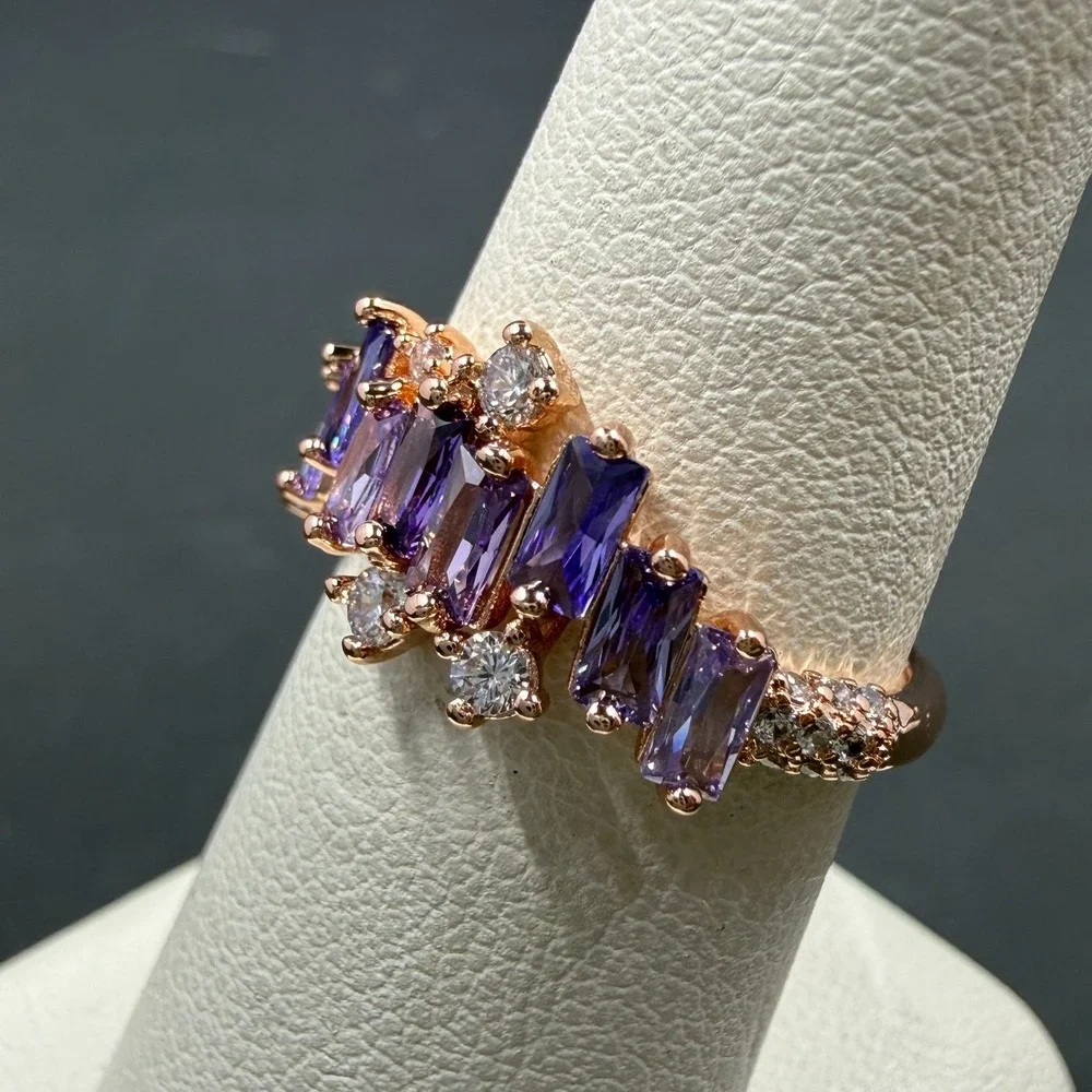 Bomb Party As You Like It‎ Size 6 Ring Amethyst CZ RBP5768 Rose Gold Plating